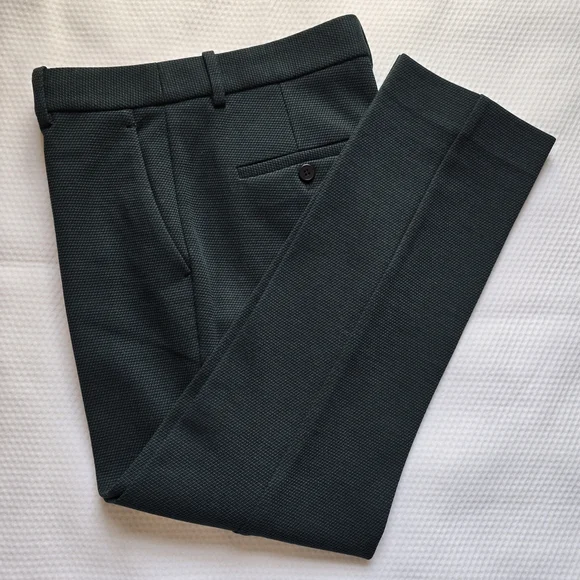 Theory Women's Tailored Trousers in Dark Green & Black - Picture 1 of 6